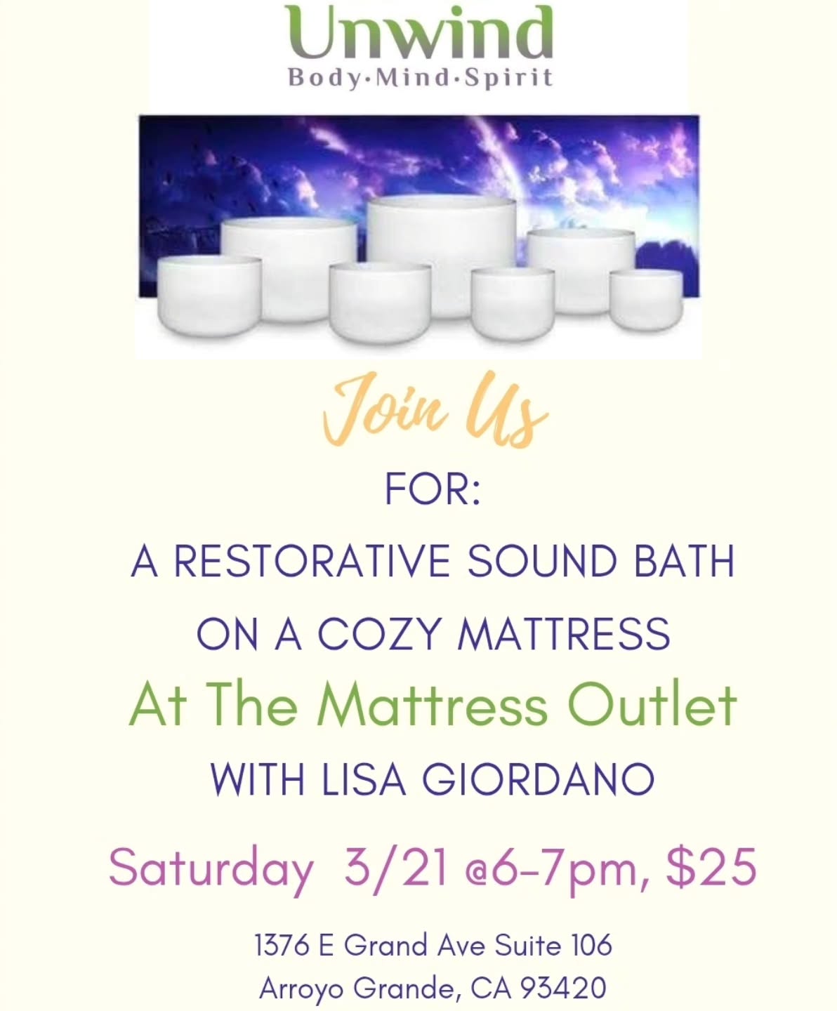 Restorative Sound Bath at The Mattress Outlet - March 2026